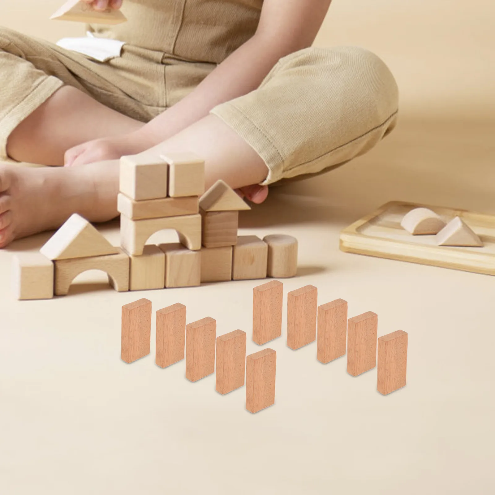 50Pcs Wooden Dominoes Natural Color Compact Box Durable Family Party Outdoor Board Game Fun Logical Play