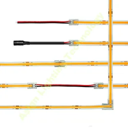 5 Stks/partij 5Mm 8Mm 10Mm Gratis Solderen 5V 12V 24V Cob Led Strip Connectoren 2 Pin 3pin 4pin Snelkoppelingen Met Elektrische Draad