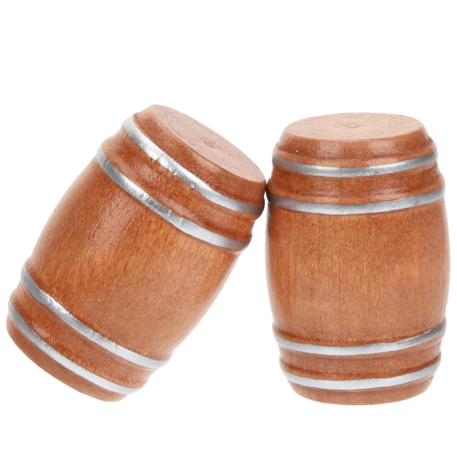 2 Pcs Beer Barrel Decoration for Home Tiny House Accessories Test Tube Plant Holder Models Miniature Barrels Wooden Child