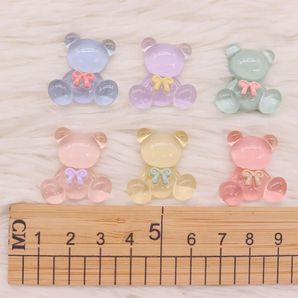 Mix 50 stücke Harz Schuh Charms Kawaii bunte transparente Bär Bogen Loch Slipper Zubehör Schuh dekoration Schnalle fit Armbänder