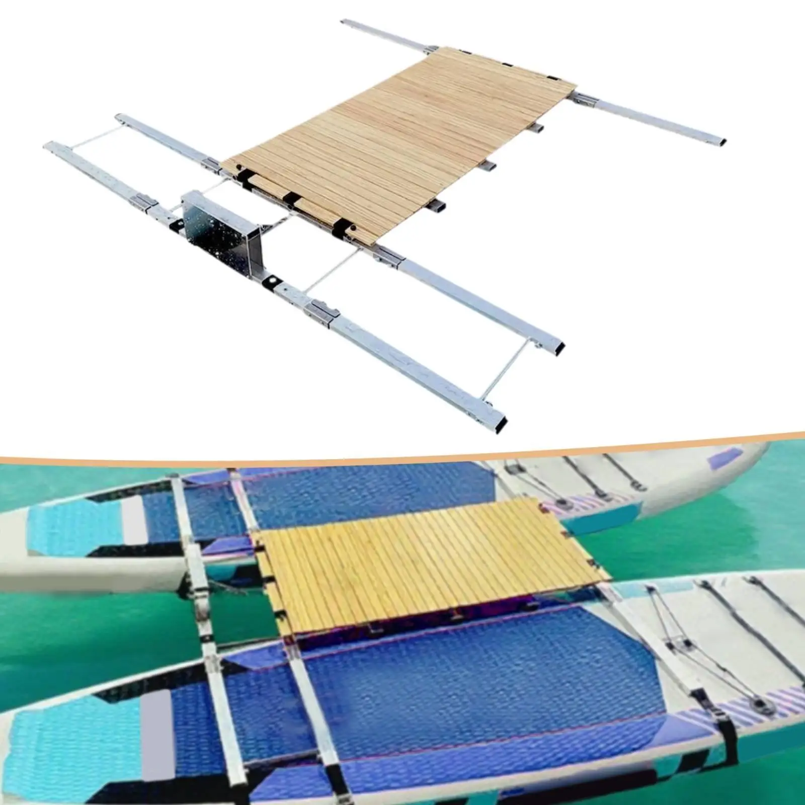 Paddle Connector Platform Aluminum Alloy Lightweight Deck for Two Boards SUP Catamaran Stable Wide Compatible Fit