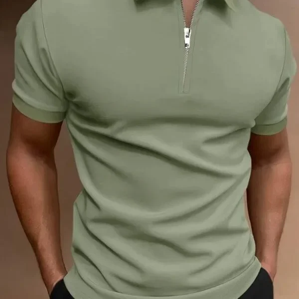 Men's Polo Shirt Solid Color Short-Sleeved Lapel T-shirt Casual Fit Top Men Clothing Summer