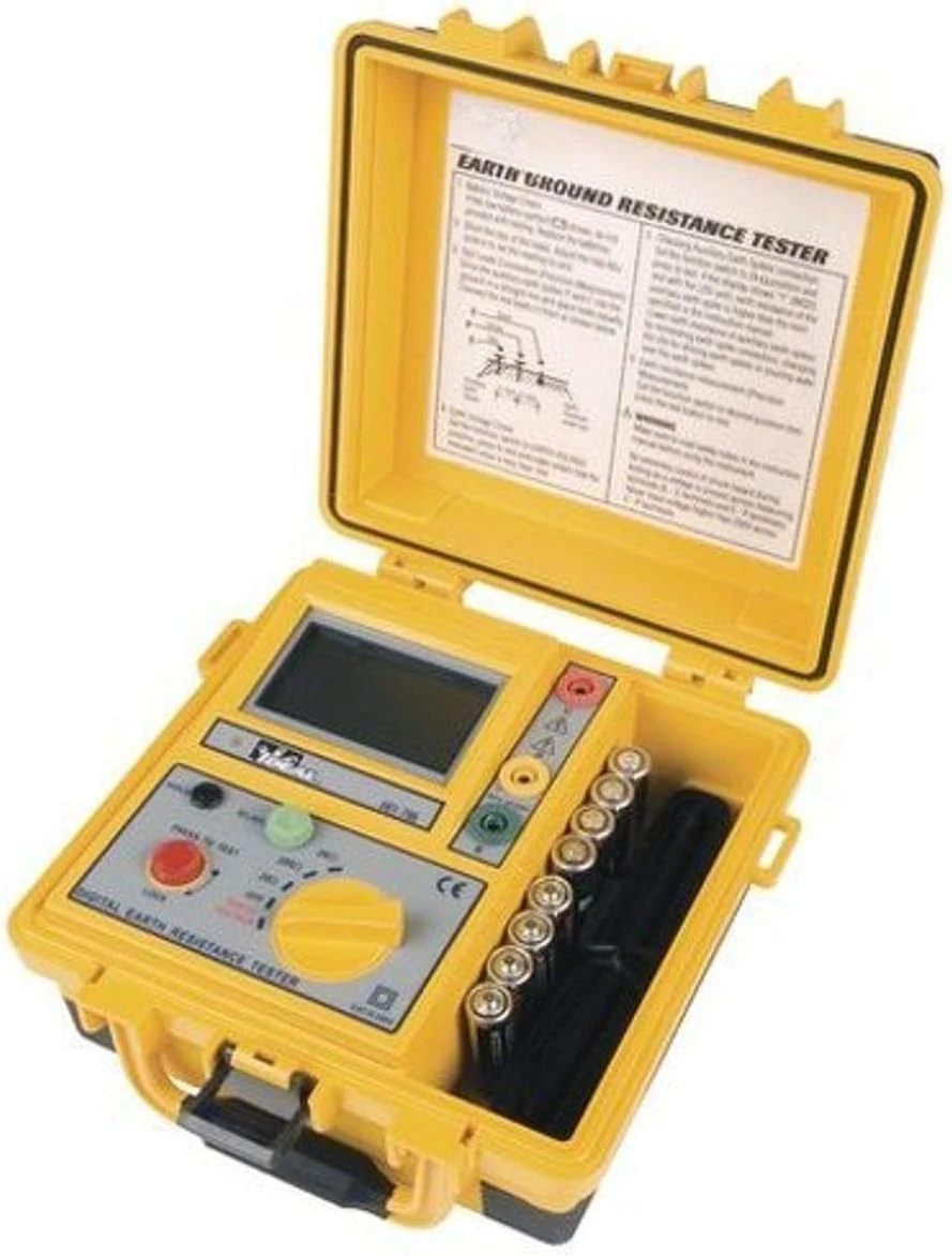 IDEAL Electrical 61-796 Earth Ground Resistance Tester, 3-Pole, Carrying Case Included,Yellow,Green,Red