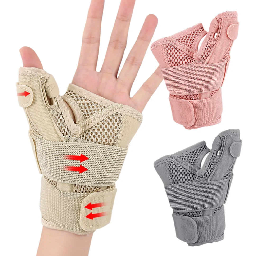 Adjustable Double Support Wrist Brace with Wrist Strap Compression Splint Wrist Brace Thumb Protector Wrist Stabilizing Sleeve
