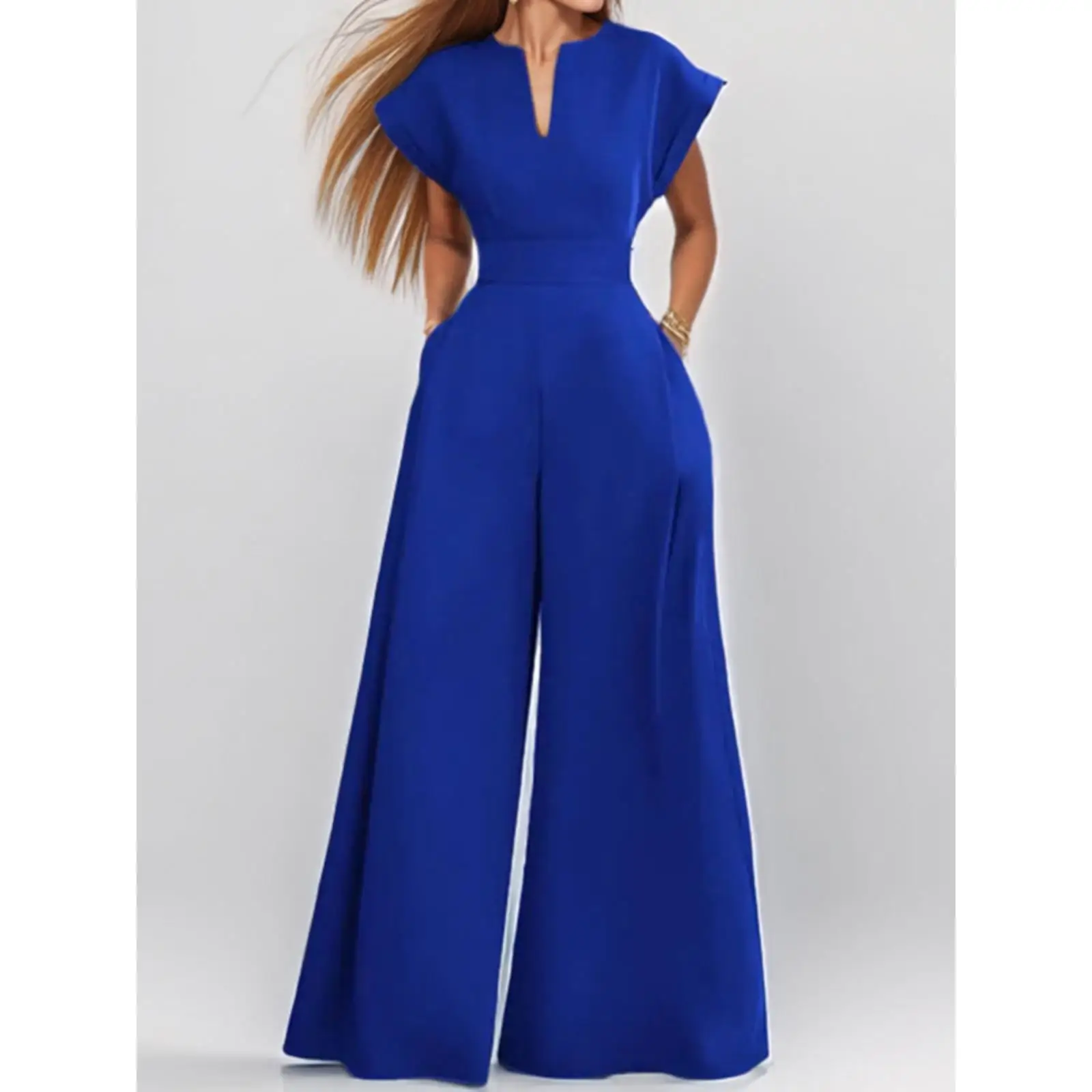 

Faionable Loose ort Sve V-Ne Цвет Широкий комбинезон с высокой талией Длинные брюки Осенняя коллекция для поездок на работу