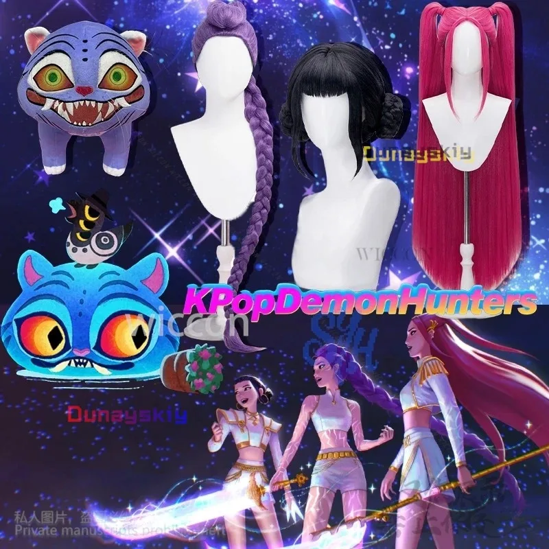 lili 123Kpop Demon Cosplay Anime Movie Huntrix Korea Girls Group Rumi Mira Zoey Y2K Jirai Kei Wigs Props For Fashion Halloween P