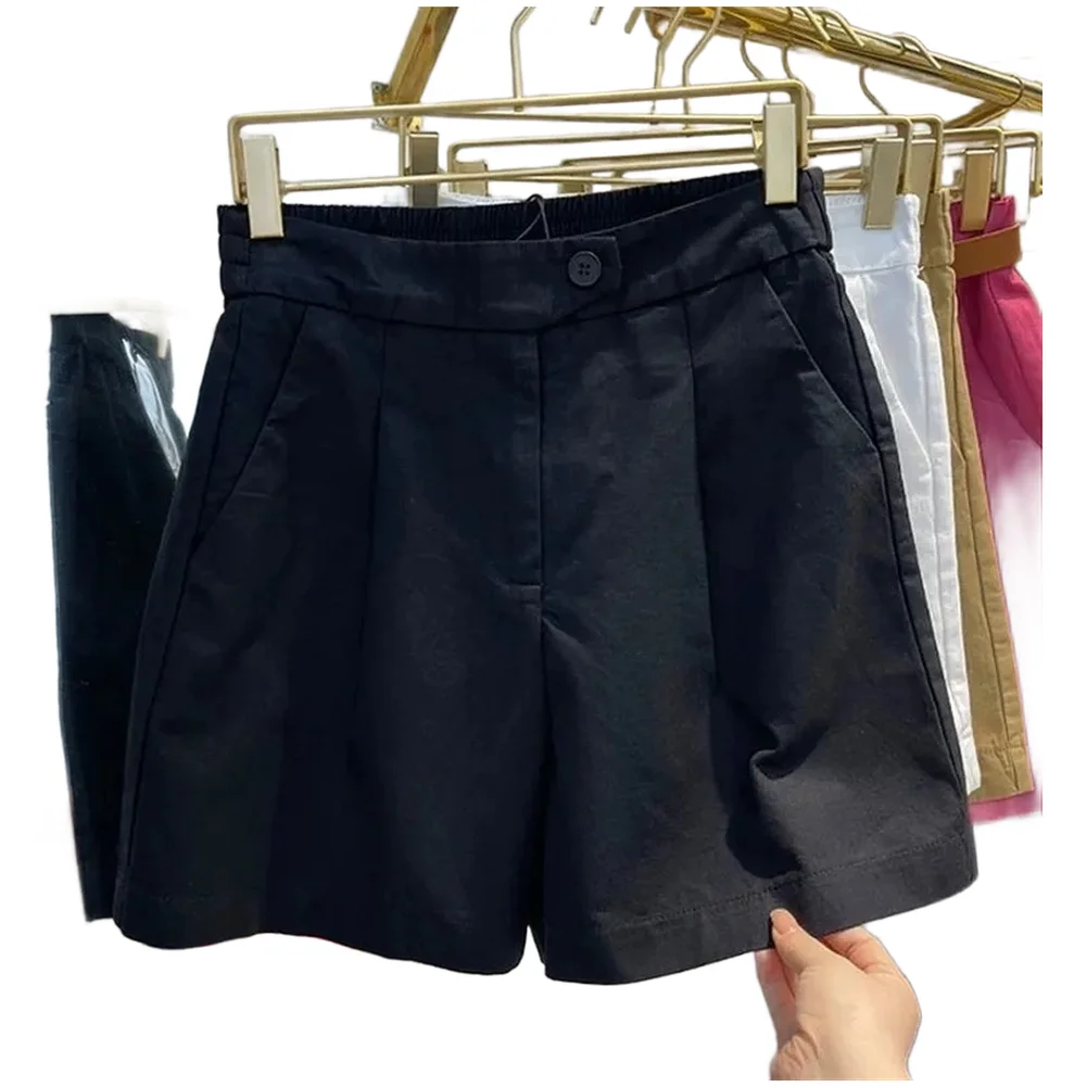 Womens High Waist Cotton Loose Shorts Summer Thin Wide Leg Five Point Pants for Commuting and Everyday Errands