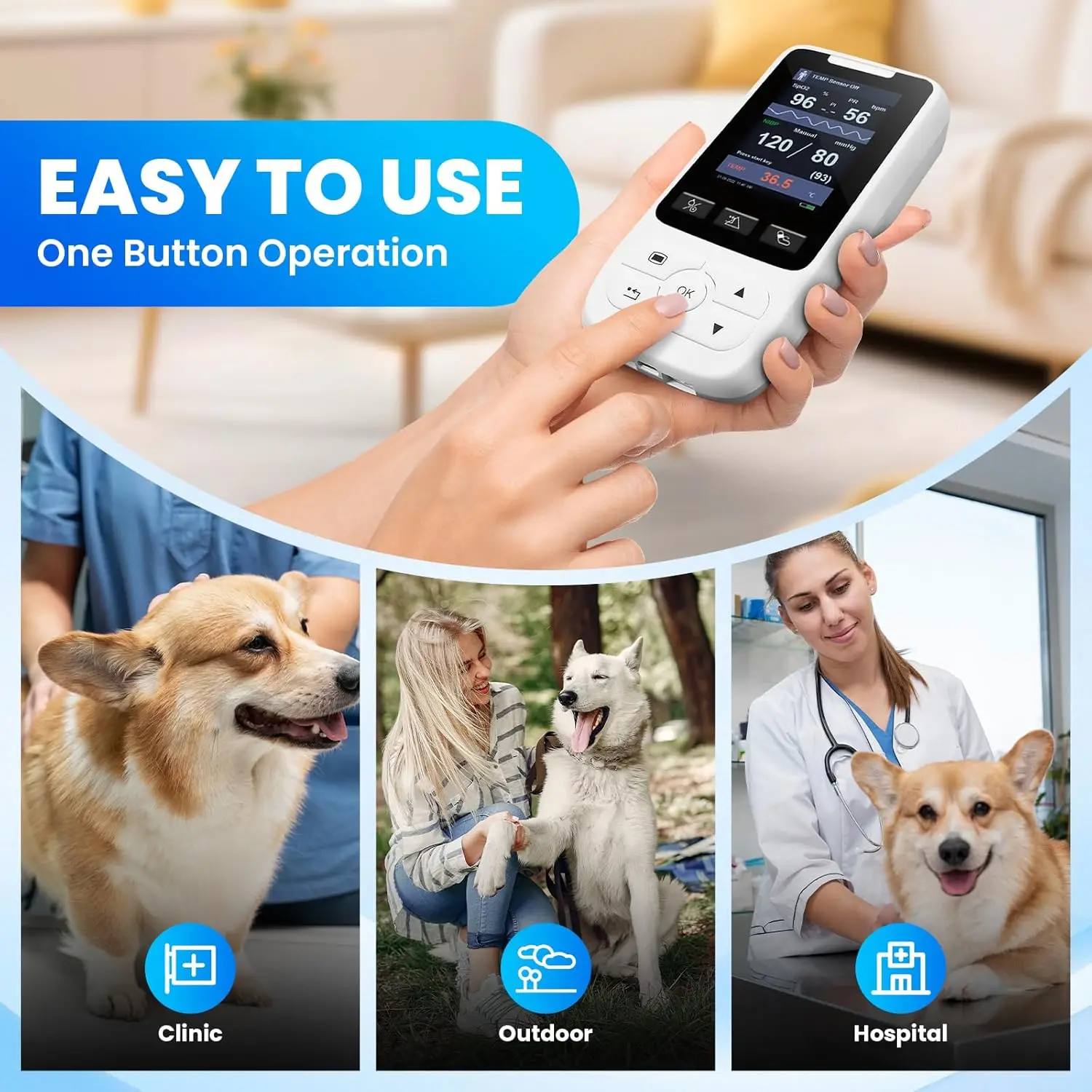 Sinohero Touch Screen Veterinary Monitor SPO2 NIBP TEMP PR Patient Monitor For Animal Pet Medical Monitor
