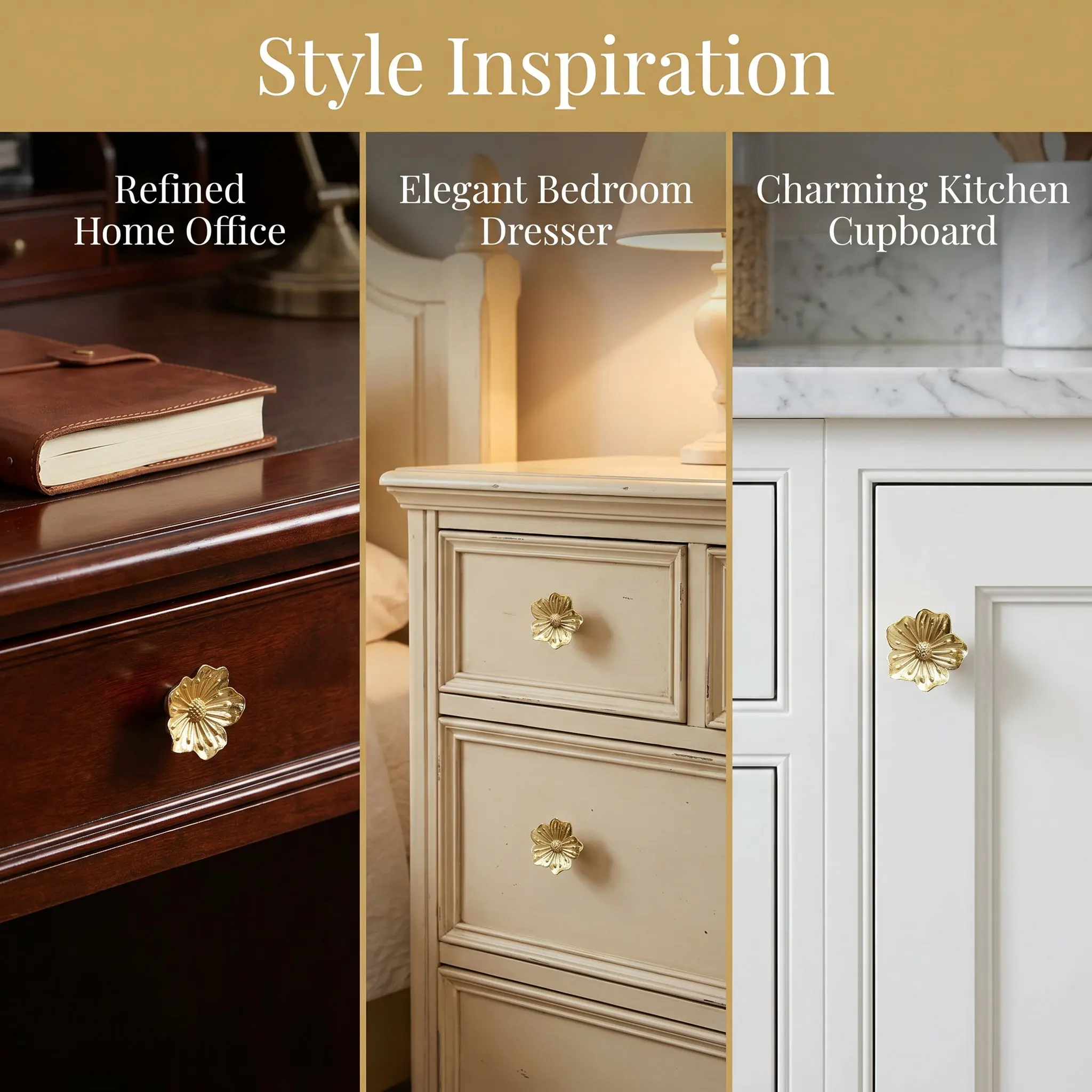 1Pcs Brass Cherry Blossom Drawer Knob Flower Shape Cabinet Pull Handle for Wardrobe Door Dresser Cupboard Vintage Floral