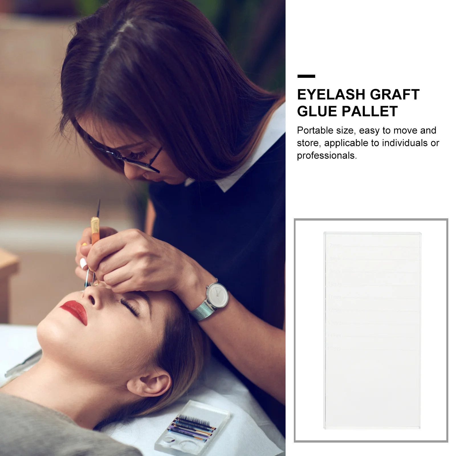 

1Pcs Eyelash Graft Glass Plate Multi Function Eyelash Extension Pad Glue Application Durable Professional Tool