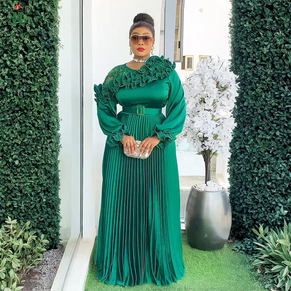 

H&D 2025 New African Dress Plus Size For Women Elegant Africa Clothing Wedding Party Pleated Skirt Autumm Dress christmas Gown
