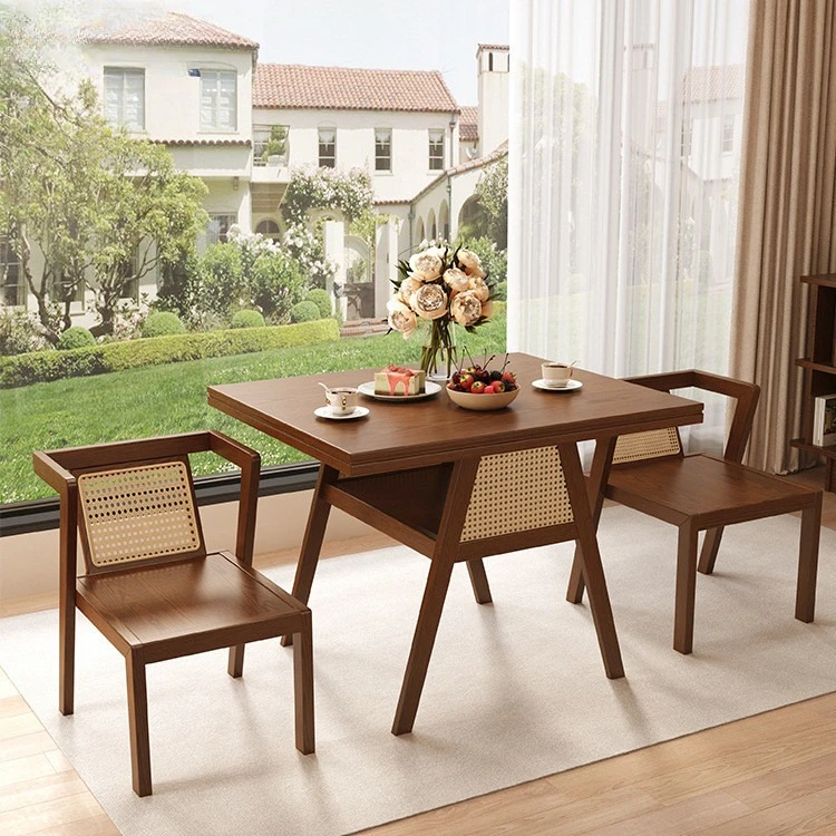 Balcony tea table and chair combination three-piece household living room Nordic solid wood one table and two chairs small apart