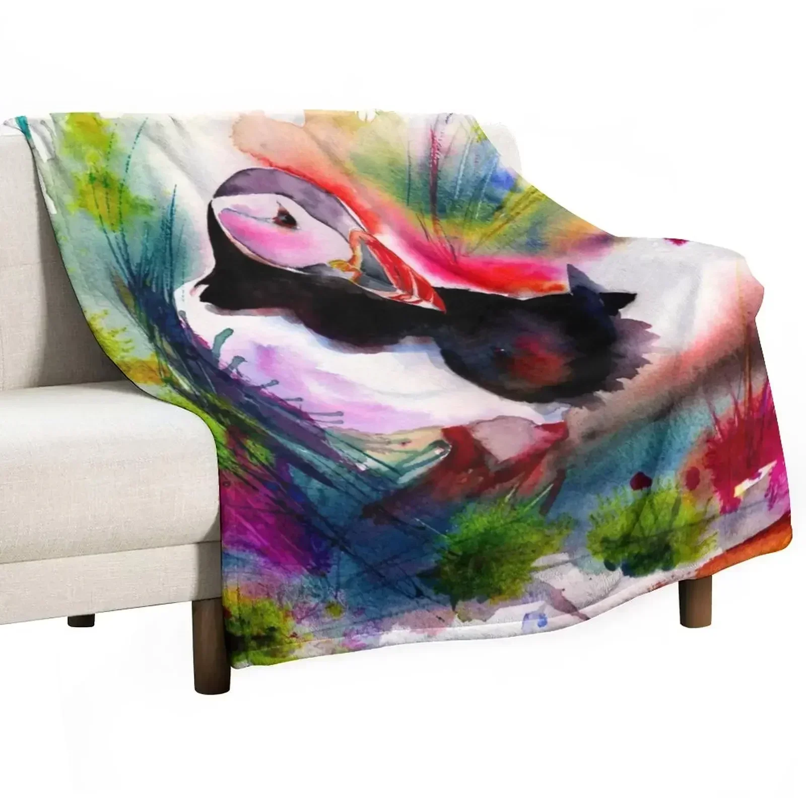 Puffin Throw Blanket blankets and throws Winter beds manga Loose Flannel Fabric Custom Blankets
