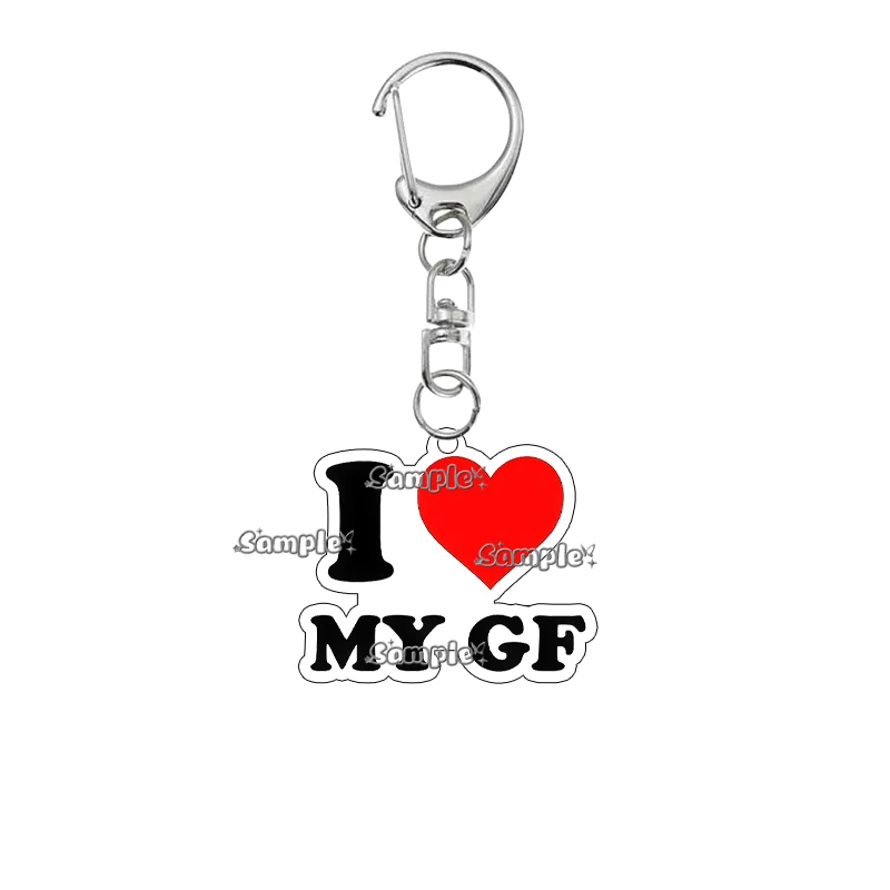 Creative I LOVE MY EX Gf Alcohol MONDAY Hot Dads Slogan Acrylic Keychain Letter Peripheral Couple Pendant Gifts for Friends Toy view 4