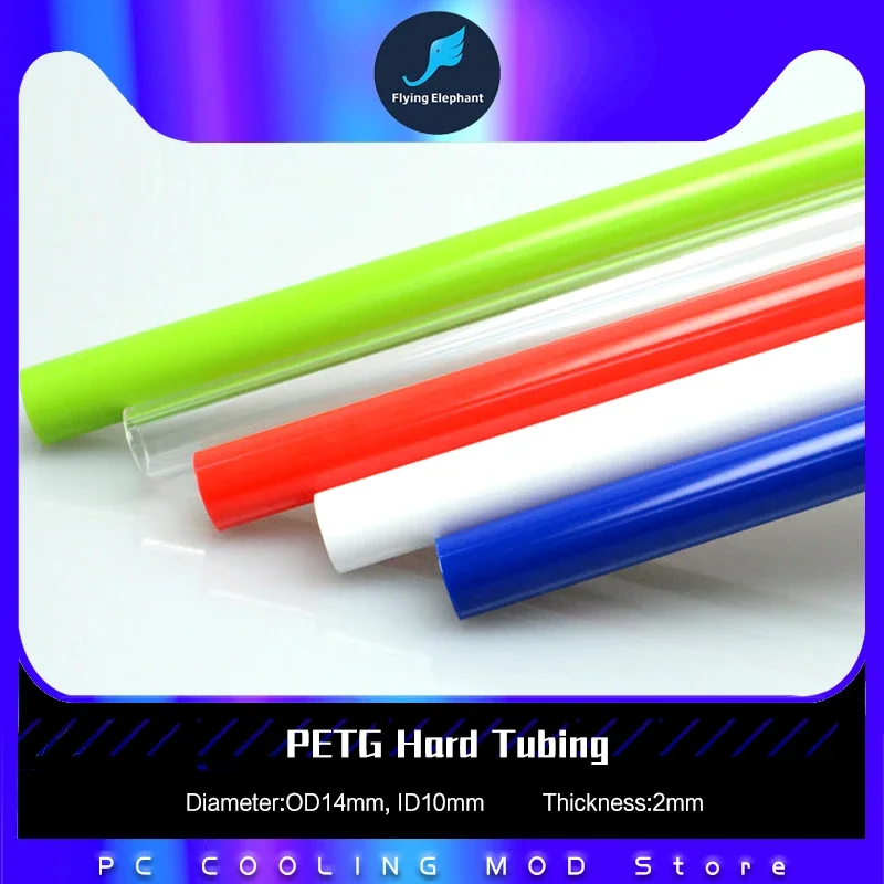 

PC Water Cooling PETG Tubing OD14mm Hard Pipe Colorful White Blue Red Green For CPU GPU System 50CM 2Pcs