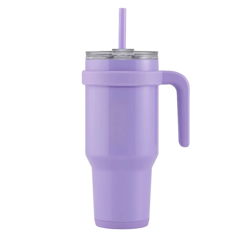 

Slim Cold1 Tumbler - Straw, Lid & Handle. Insulated Stainless Steel 40oz, Wisteria