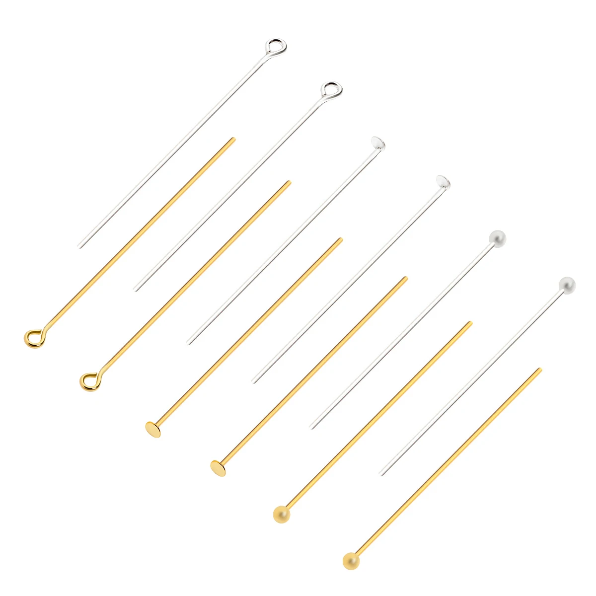 50 Stück 20/30/40/50mm 18K Vergoldete Kupfer-Flachkopfnadeln Ösennadeln Kugelkopfnadeln DIY Armband Ohrring Schmuckherstellung Zubehör – Detail 6