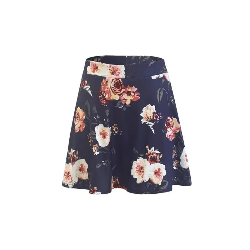 

Floral Print High Waist Skirt Women's Summer Spor f-length A-Line Skirt Fake Two-Piece ort Skirt
