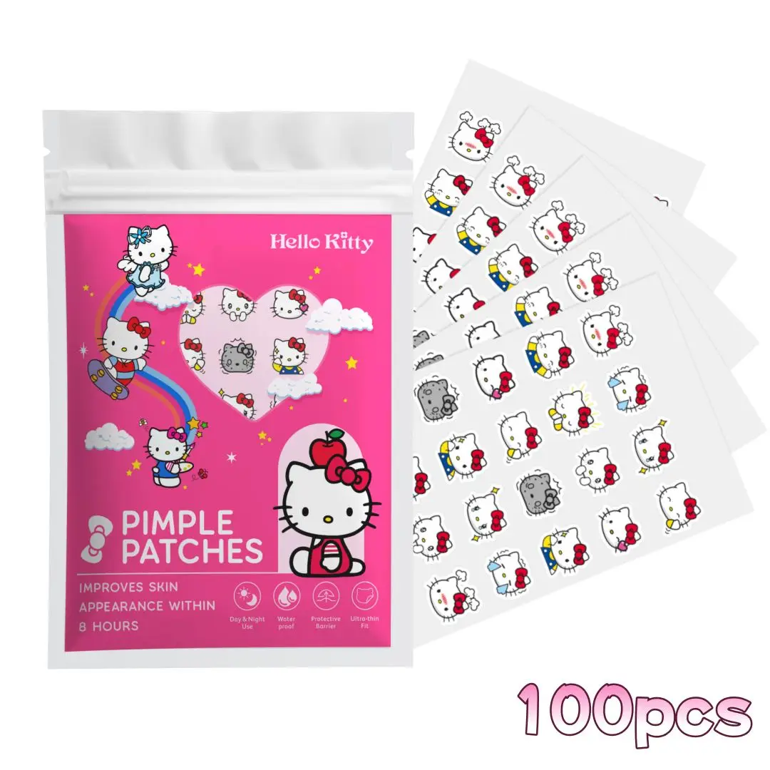20pcs/100pcs Hello Kitty Hydrocolloid Pimple Patches, Cute Waterproof Acne Spot Stickers for Face,  Day & Night Use