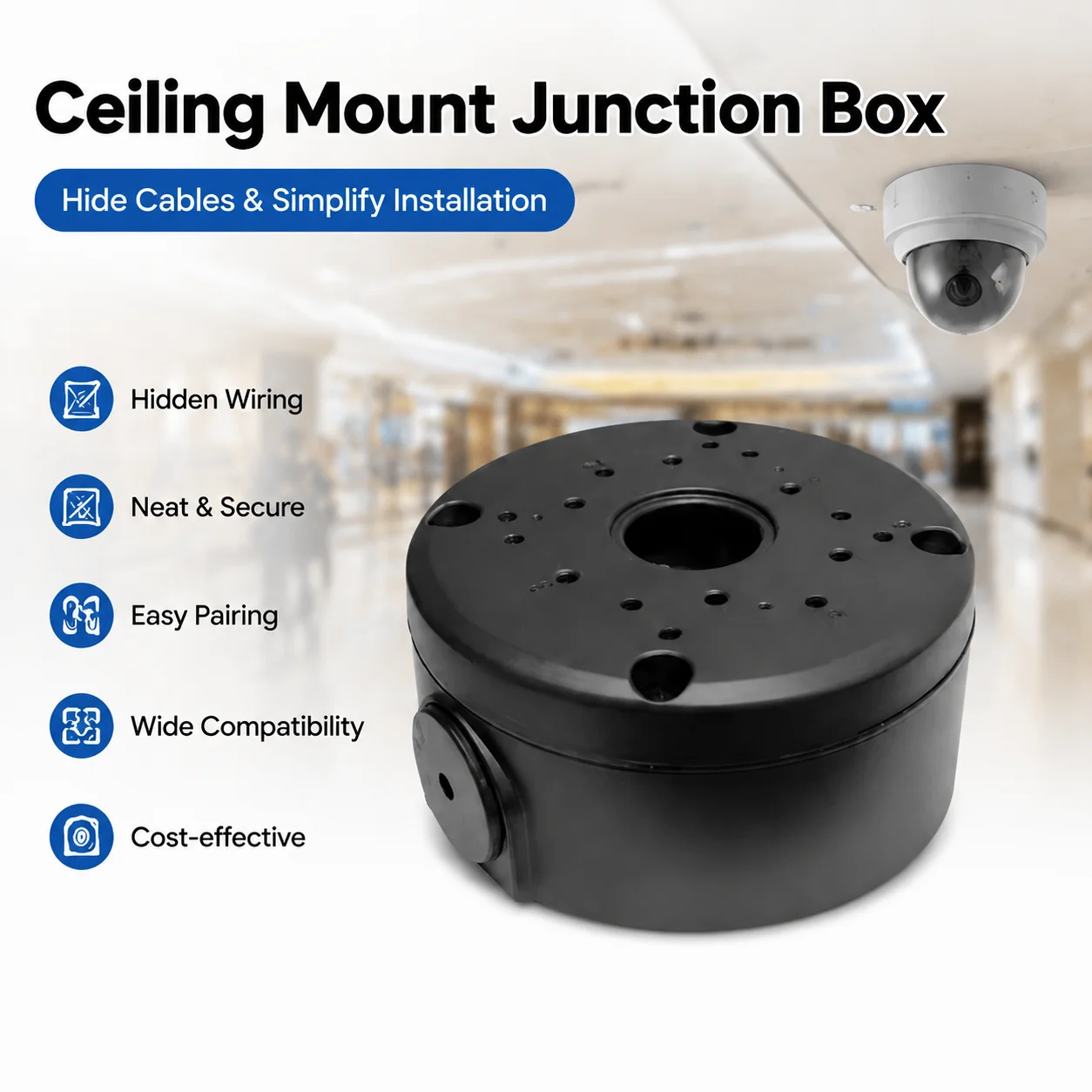 Camera Junction Box Cable Deep Base For Dome/IP Camera Waterproof Mount Bracket