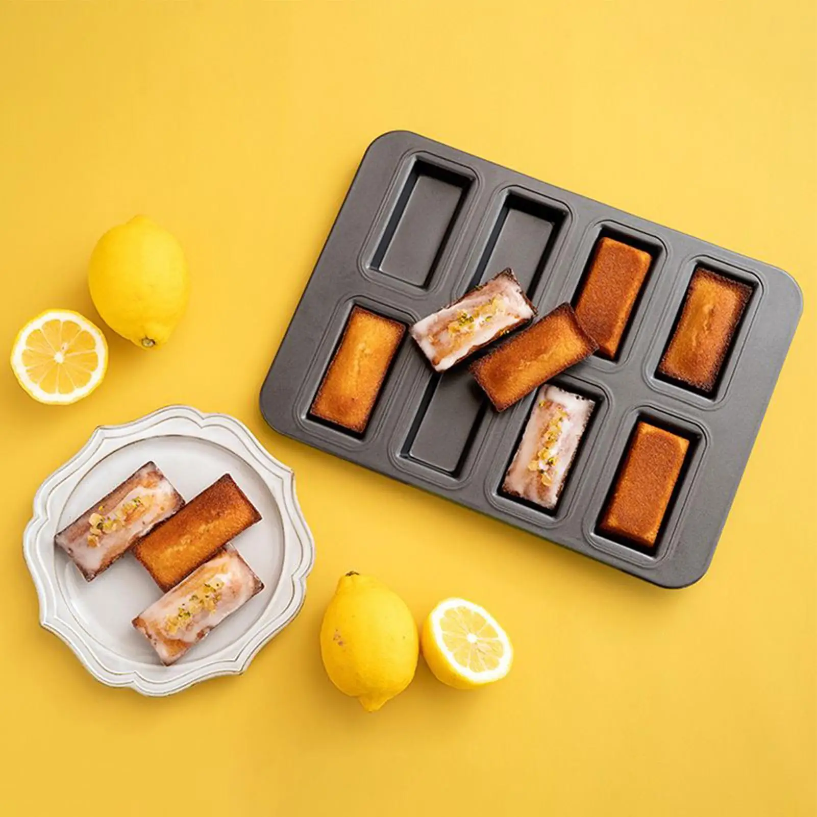 Carbon Steel Cake Mold Non-stick Baking Pan 8 Cavity Divided Rectangle Meat Tray For Muffin Brownies Cupcake Cheesecake view 5
