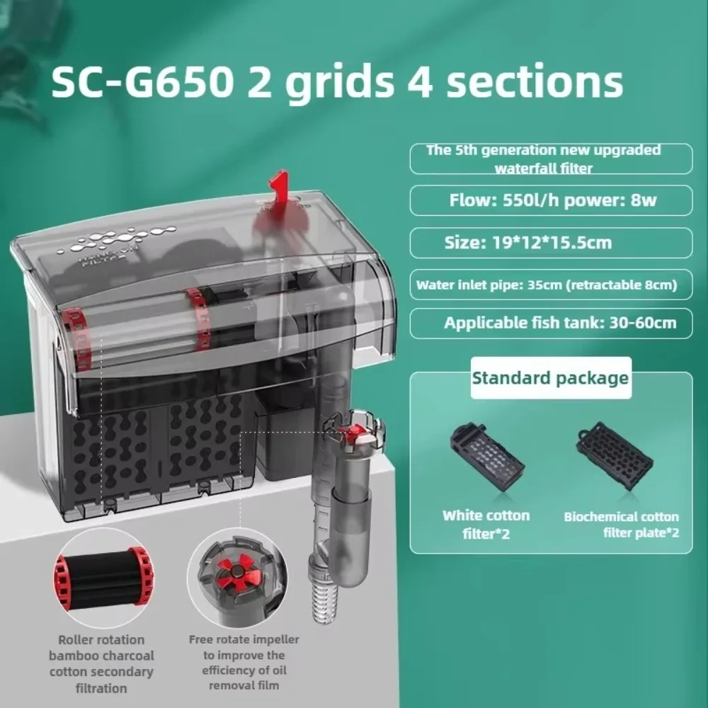 

Фильтр для аквариума 3-в-1: бесшумная работа, мощная фильтрация, циркуляционный насос, встроенный пластиковый фильтр-водопад