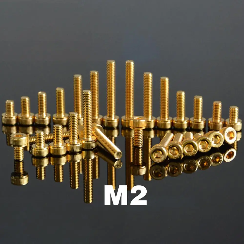 10PCS M2/2.5/3/4 Goldene 12,9 Grade Legierung Stahl Innensechskantschraube DIN912 DIY Auto Modell Möbel verschluss