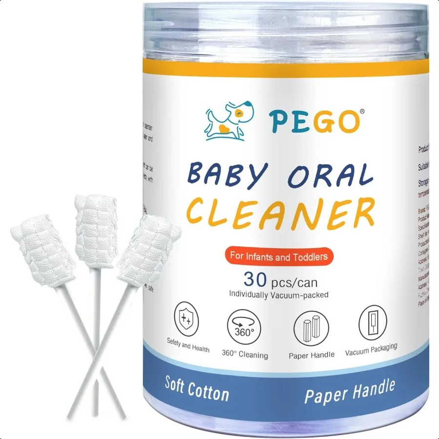 

AOAO Baby Toothbrush 30pcs Disposable Infant Toothbrush Clean Mouth Gauze Gum Cleaner Baby Oral Cleaning Stick Dental Care for