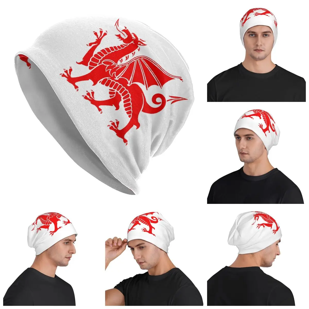 

Wrexham Dragons Warm Knitted Cap Hip Hop Bonnet Hat Autumn Winter Outdoor Beanies Hats for Men Women Adult