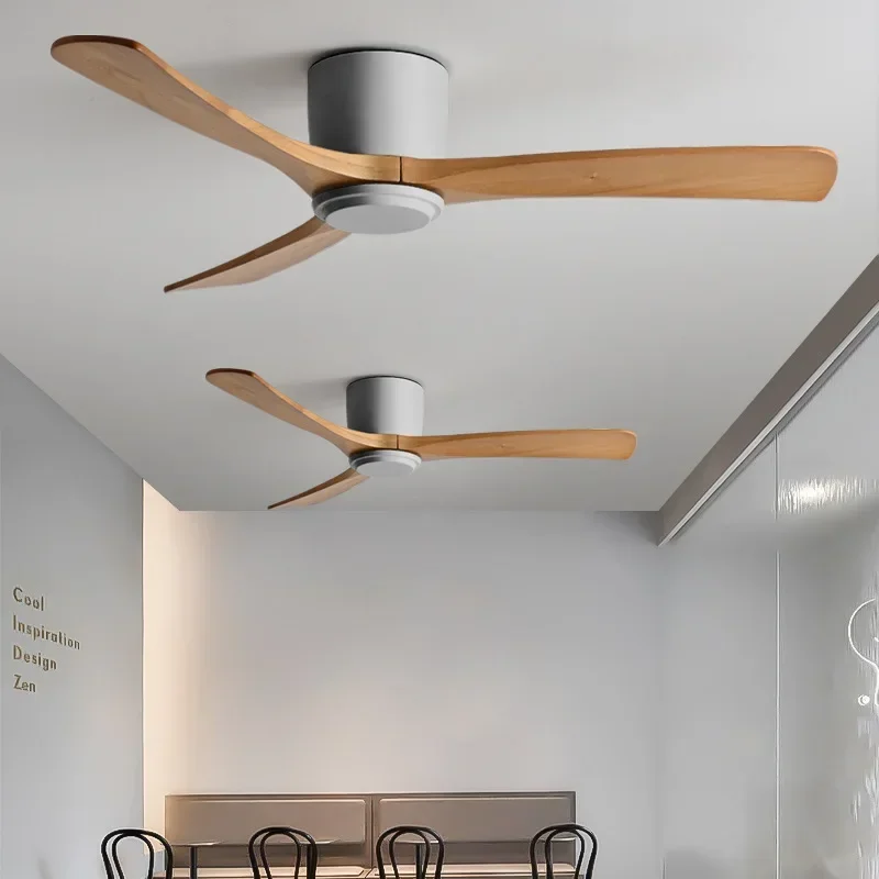 NEW large wind Nordic solid wood living dining room industrial retro commercial low floor ceiling fan lamp abanicos de techo