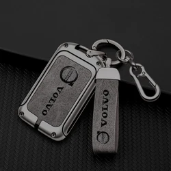 Zine Alloy Leather Car Key Case Cover Protection Shell Holder For Volvo XC60 XC40 XC90 S90 V60 S60 V90 C40 Polestar 1 Polestar 2