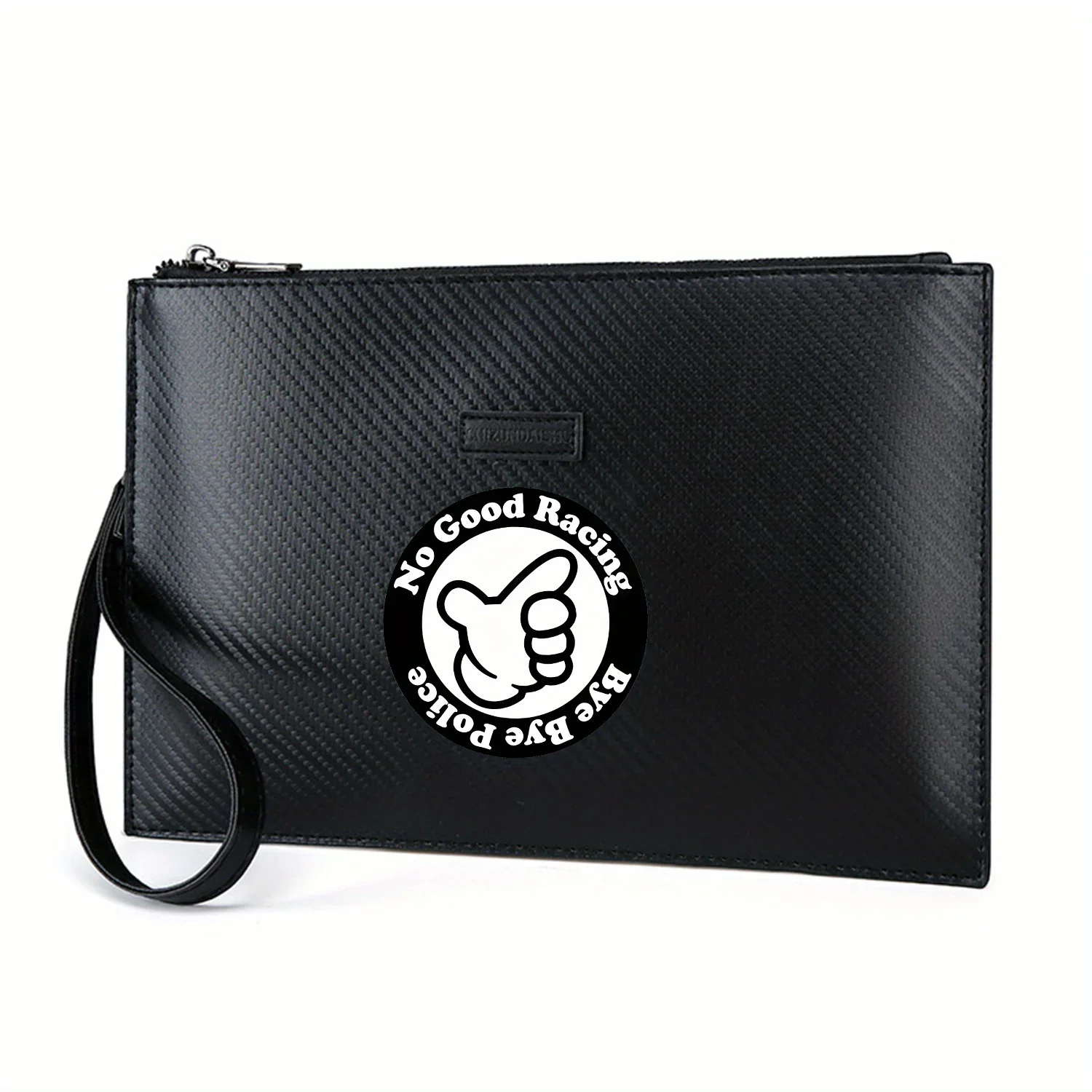 

Thumb up circle racing style bye bye police Elegant Printed PU Men's Handbag Fashionable and Practical for Everyday Carry