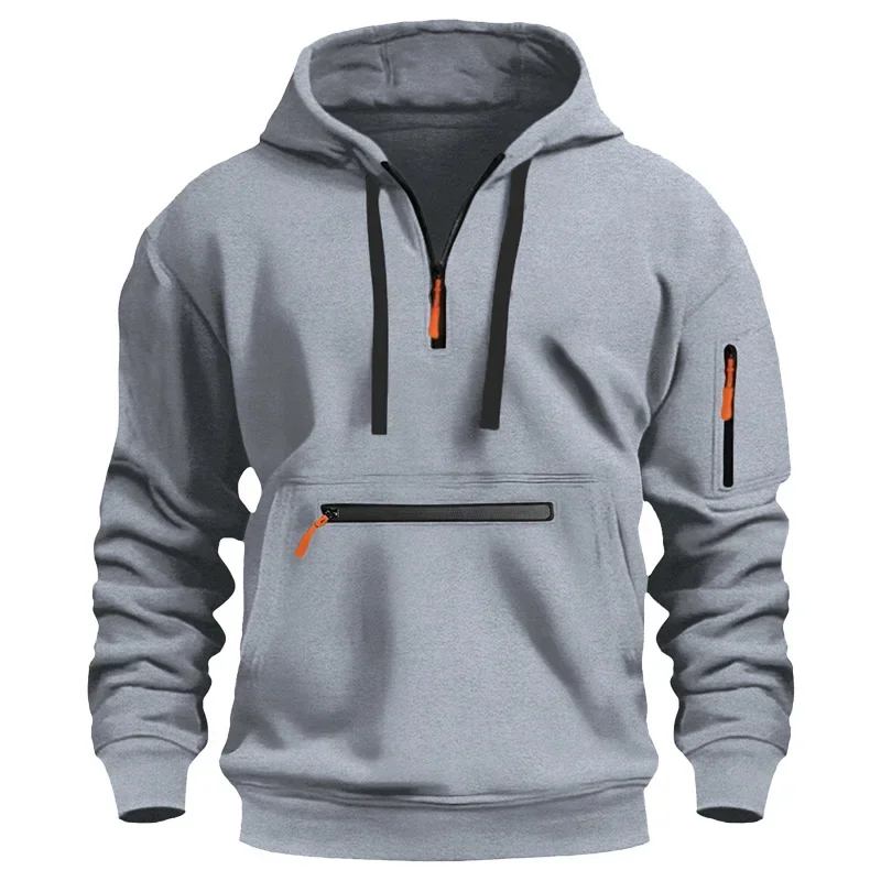 2025 crossover new Spring and autumn men's hoodie zipper multi-pocket zipper pullover sports casual hoodie pullover