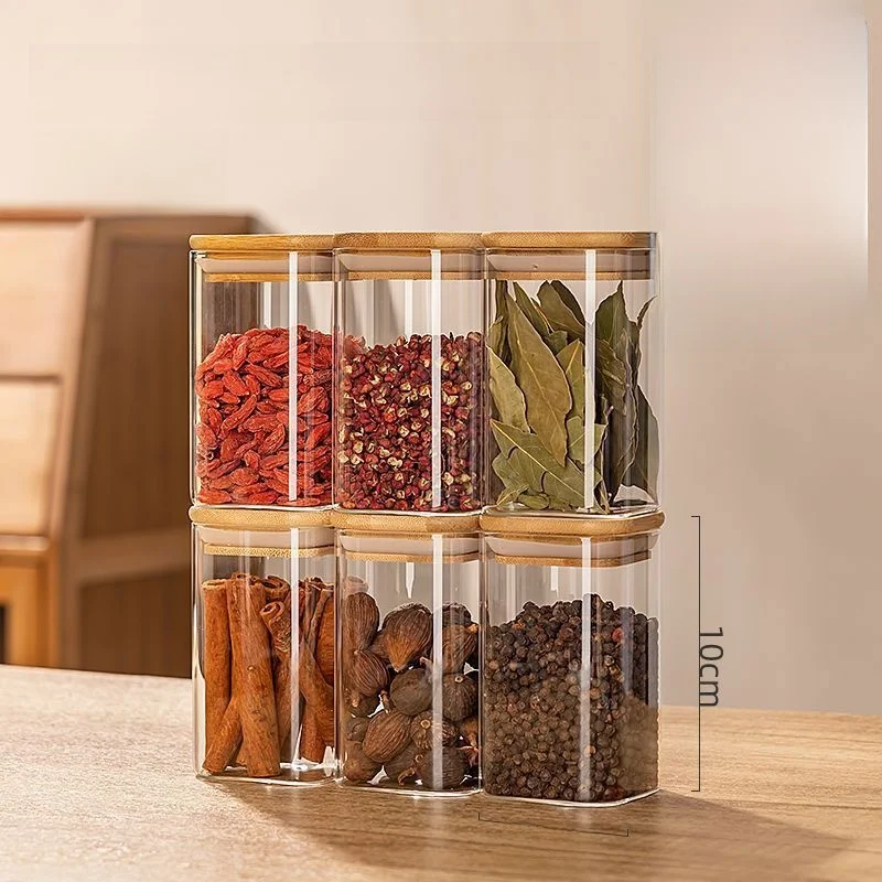 

Высококачественная стеклянная банка для специй из боросиликатного стекла, емкость для приправ, портативный органайзер для кухни и дома