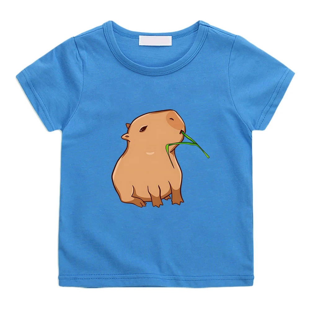 Capybara Aesthetic Manga T-shirts Cute Cartoon Comic Tshirt Fashion 100% Cotton Anime Tee-shirt High Street Boys/girls T Shirt