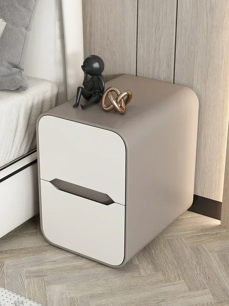 Solid Wood Bedroom Bedside Table Modern Simple and Light Luxury Storage Cabinet High-Grade Cream Foreskin Bedside Small Drawer