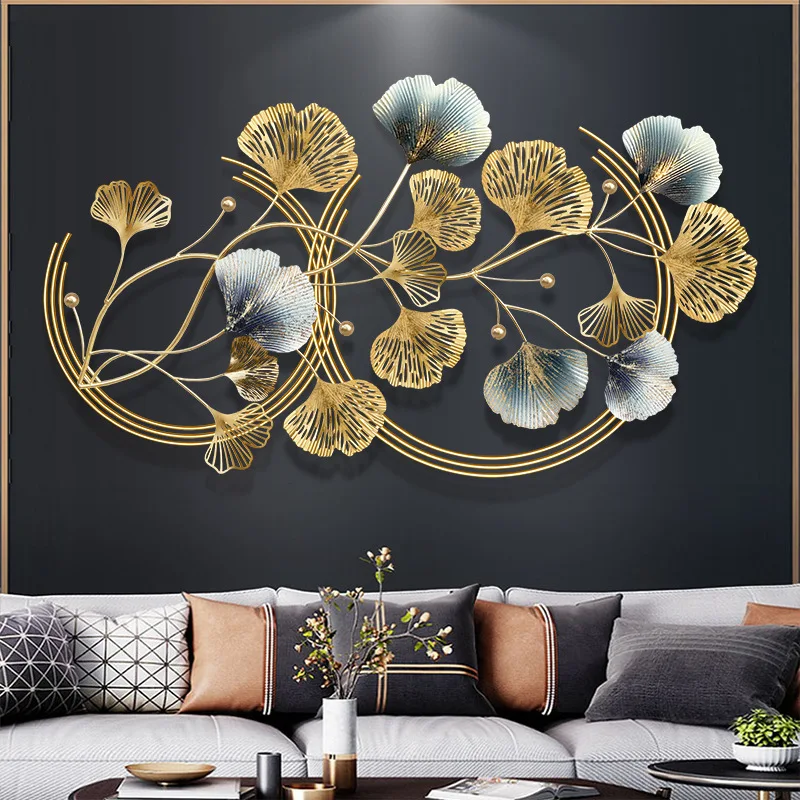 

Chinese Style Light Luxury Ginkgo Leaf Wall Decoration Living Room Wall Decoration Pendant Three-Dimensional Iron Wall Hanging