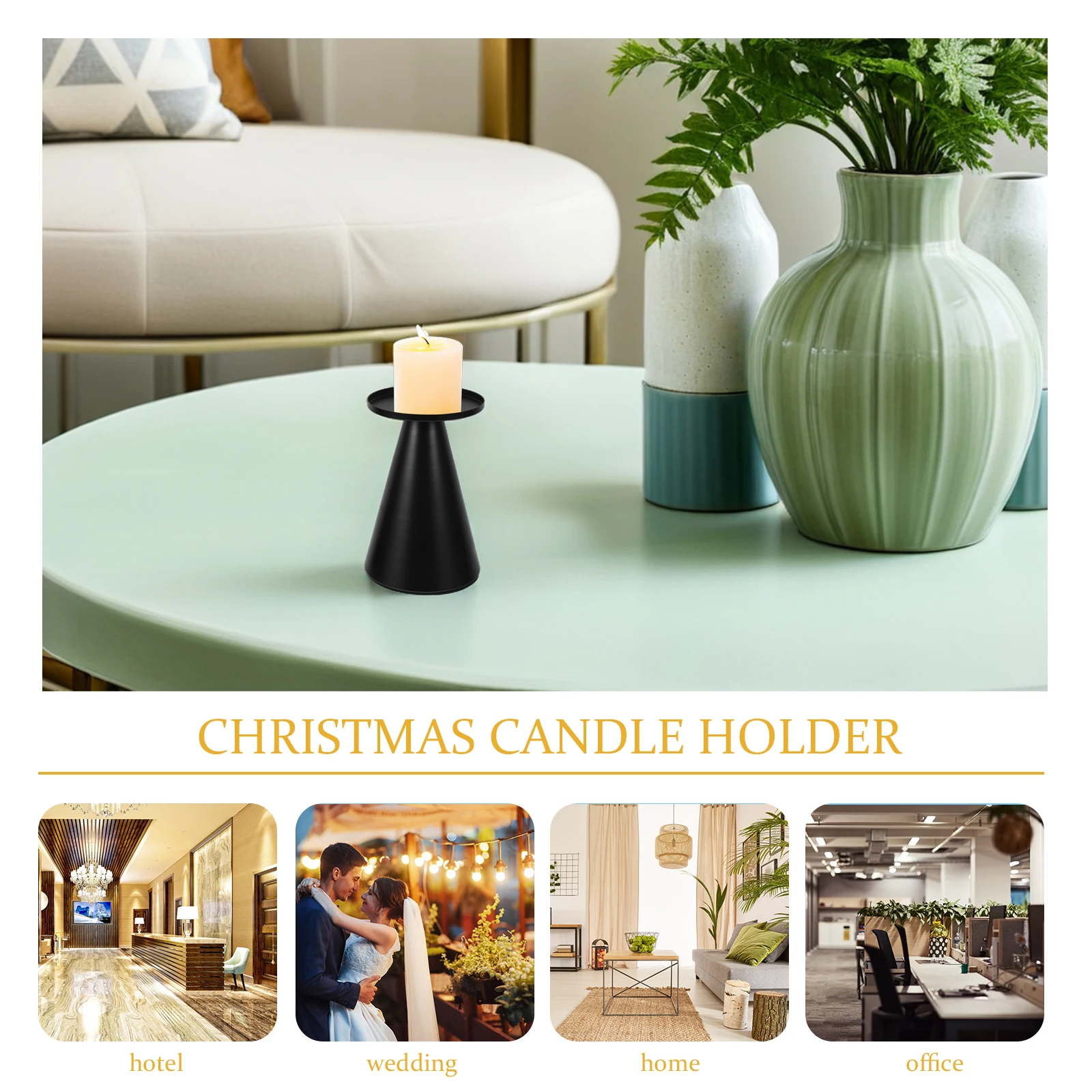 

Art Holder Vintage Black Metal Design Elegant Decorative Candlestick Suitable for Living Room Dining Table