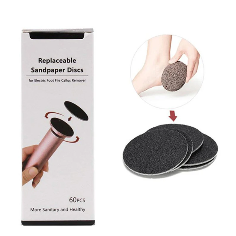 60Pcs Foot Dead Skin Sandpaper Smart Wheel Pedicure File Flexible Grinding Disc Tool Replaceable Nozzles Sawing Sholts Cuticle