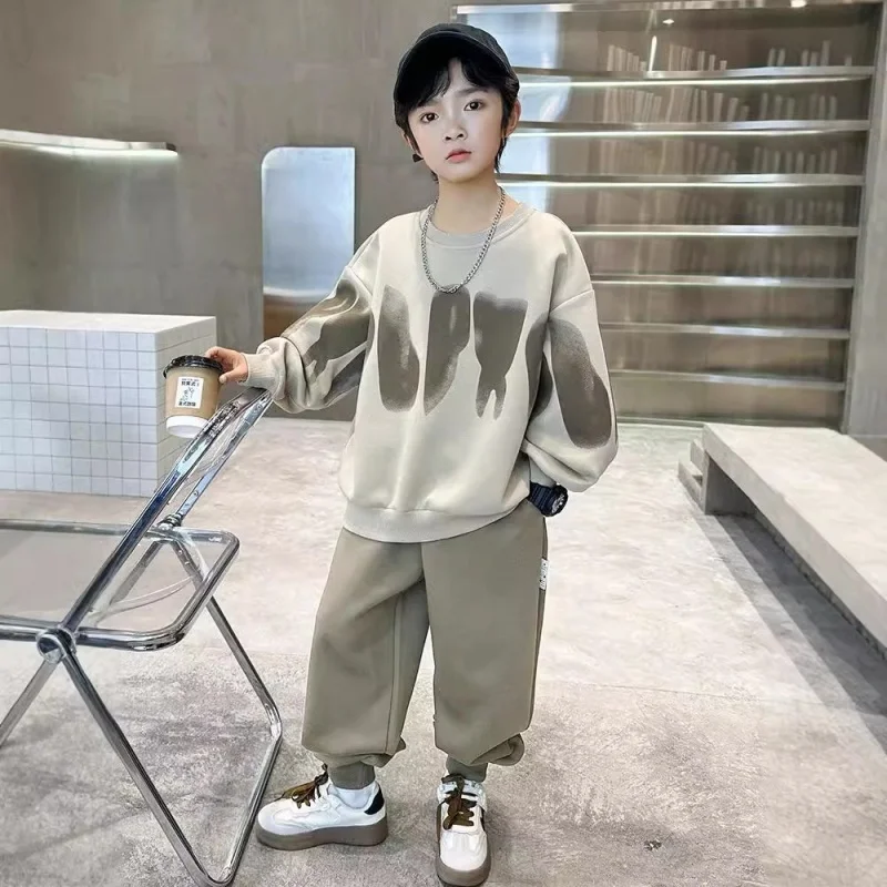 4-14 anni Adolescente Ragazzi Set di abbigliamento Primavera Autunno New Fashion Lettera Felpa + Pantaloni 2 pezzi Tute per bambini Vestiti