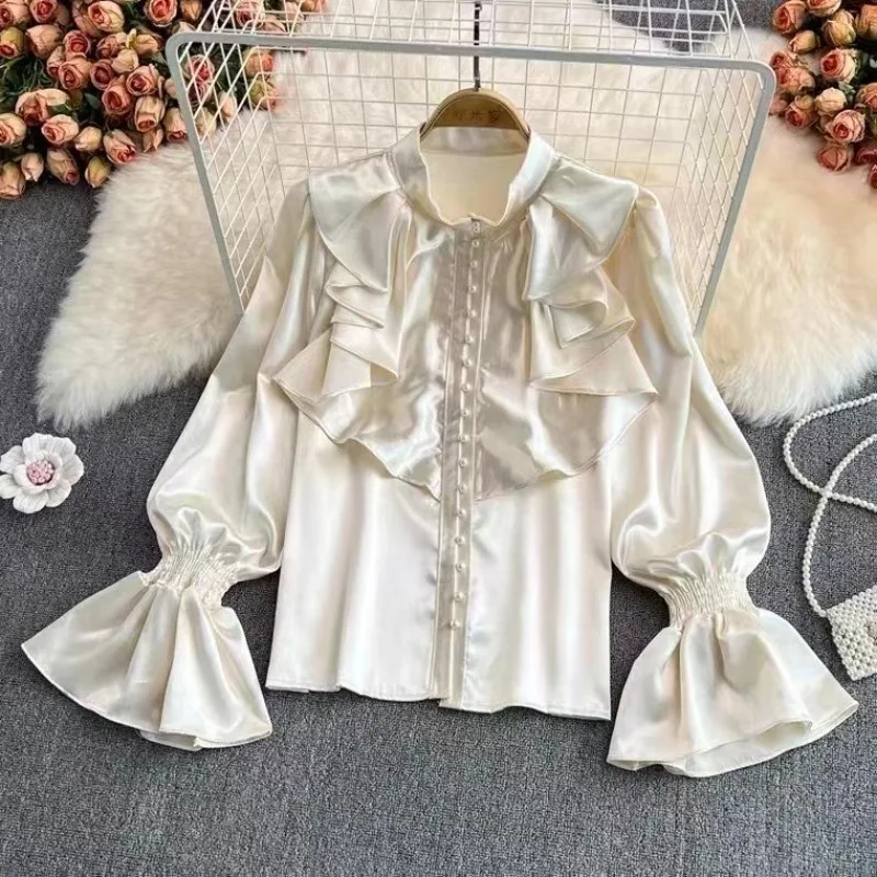 Victorian Gothic Vintage Lolita Shirts Women Elegant Lace Patchwork Batwing Sleeve Blouse Tops Female Y2k Aesthetic JK Blusas