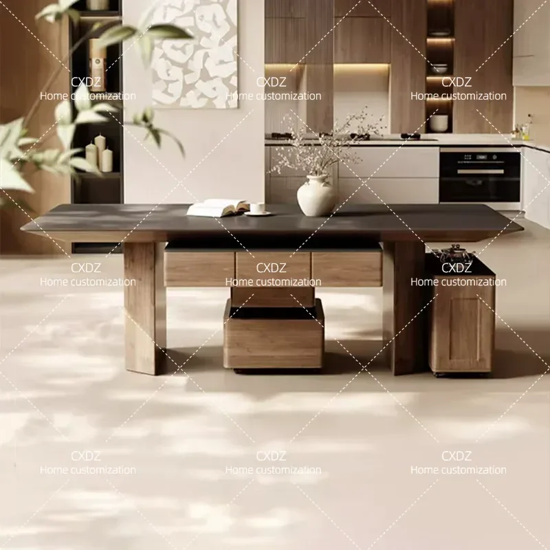 Rock Slab Mahjong Table Integrated Dining and Tea Table Dual Purpose Multi Functional Furniture for Home Office Small