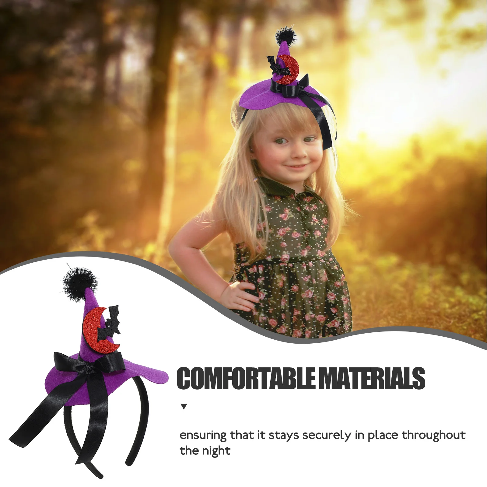 

Cute Bat Witch Hat Halloween Headband Hair Accessories for Party Cosplay Costume Girls Clothing Headdress Skull Bow Design Non
