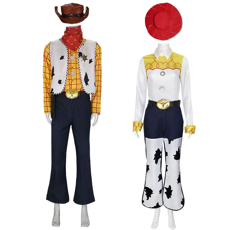 Halloween Woody Cosplay Costume Jessie Cosplay Cowgirl Hat Cowboy Clothing For Men And Women Carnival Cowboy Sheriff Uniforms