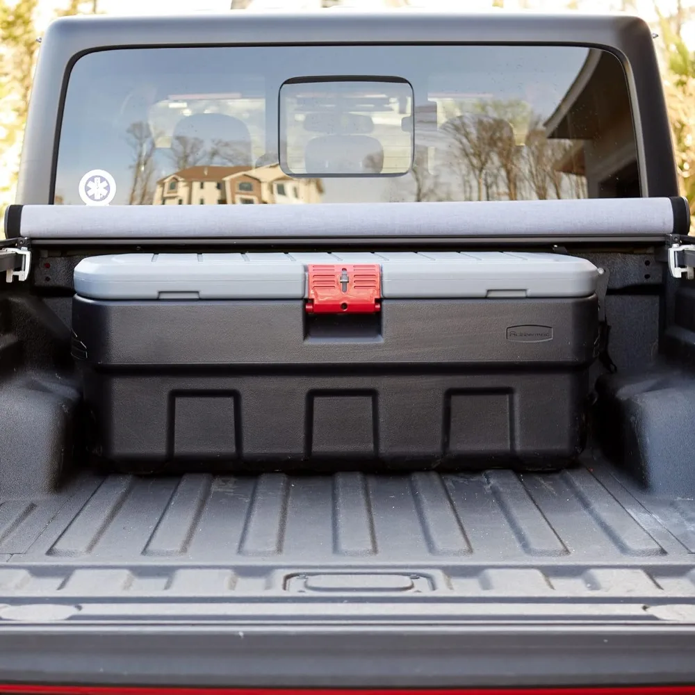 ActionPacker️ 48 Gal Lockable Plastic Storage Bin, Industrial, Rugged Large Container with Lid (Black,gray)