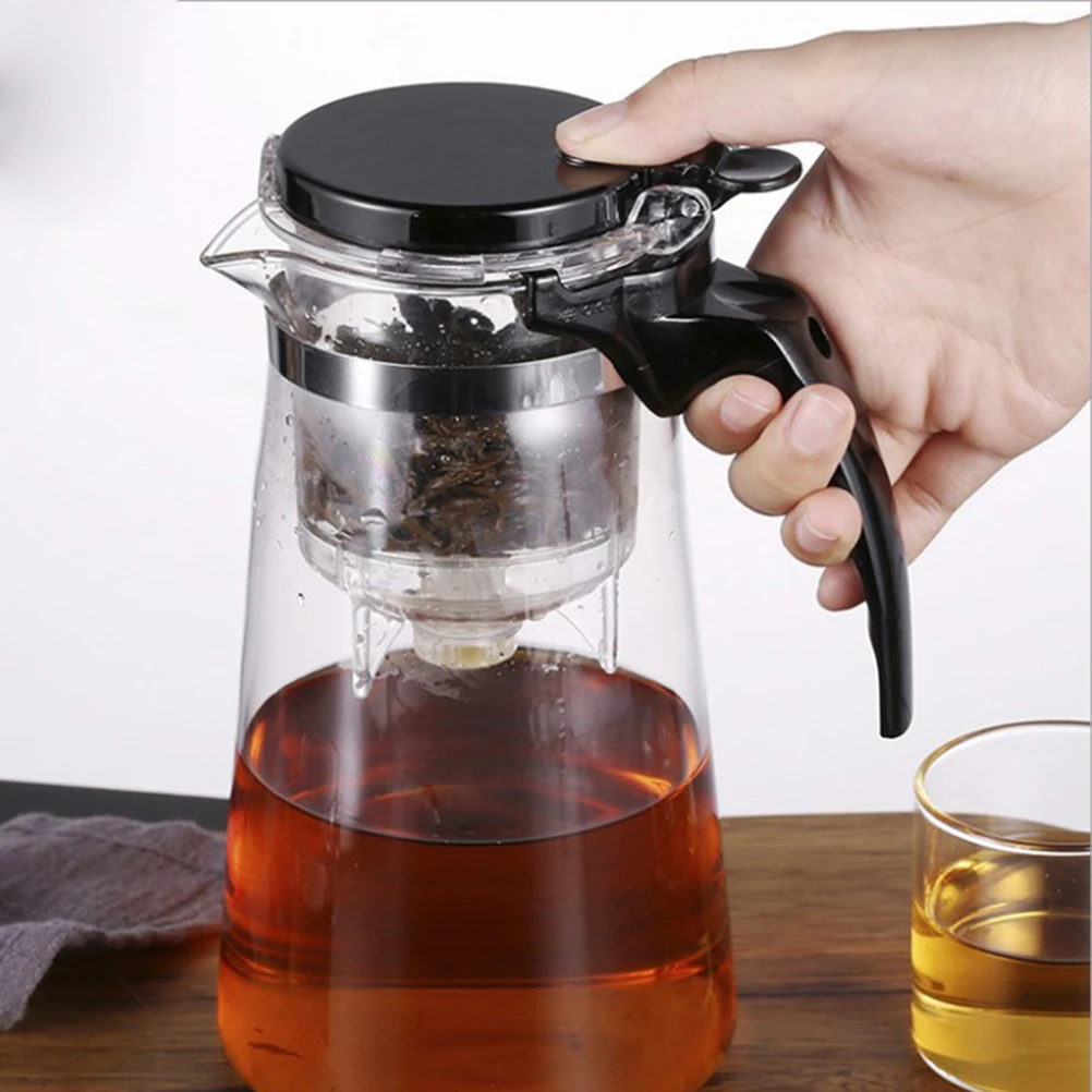 

Heat Resistant Glass Teapot Detachable Washable Clear Glass Tea Pot 500ml Office Home Tea Kettle Loose Leaf Teapot for Office