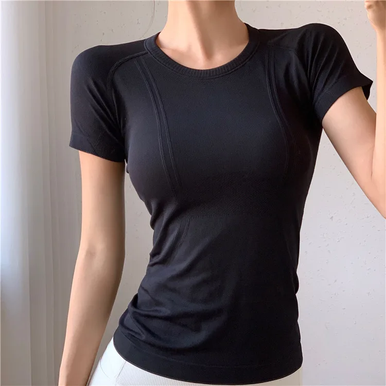 Slim Yoga Suit Sports Top for Women New High-end Running, Mountaineering Outdoor Quick-drying Pilates Fitness Suit Short Sleeves