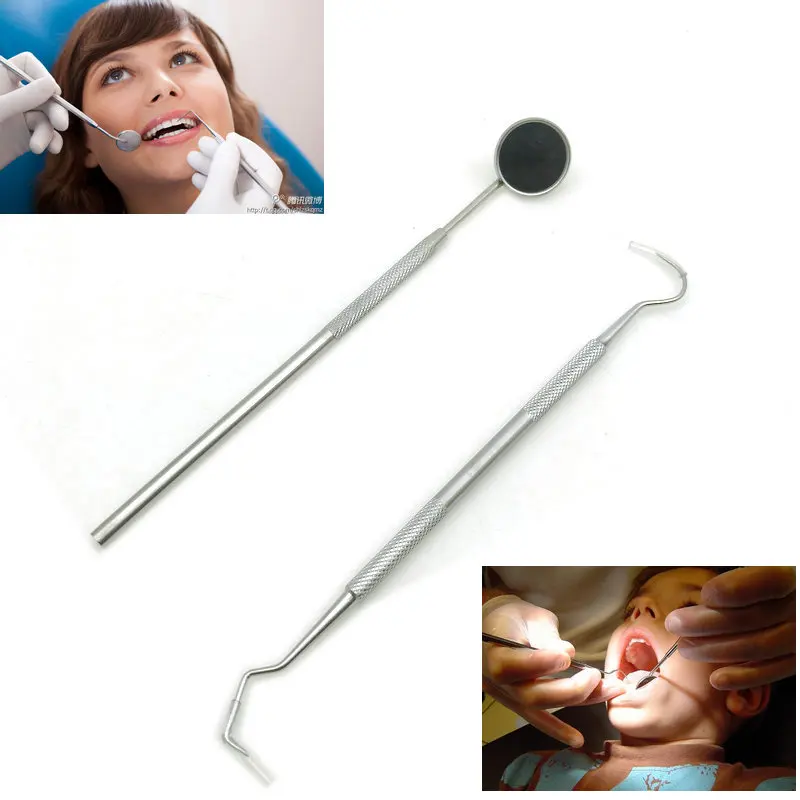 

2pcs New Dental Tool Mouth Mirror Tartar Scratches Dental Probe Professional Tooth Mirrors Set High Strength Dental Scaler Tool