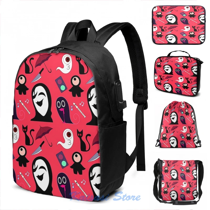 Funny Graphic print Yume Nikki Pattern USB Charge Backpack men School bags Women bag Travel laptop bag