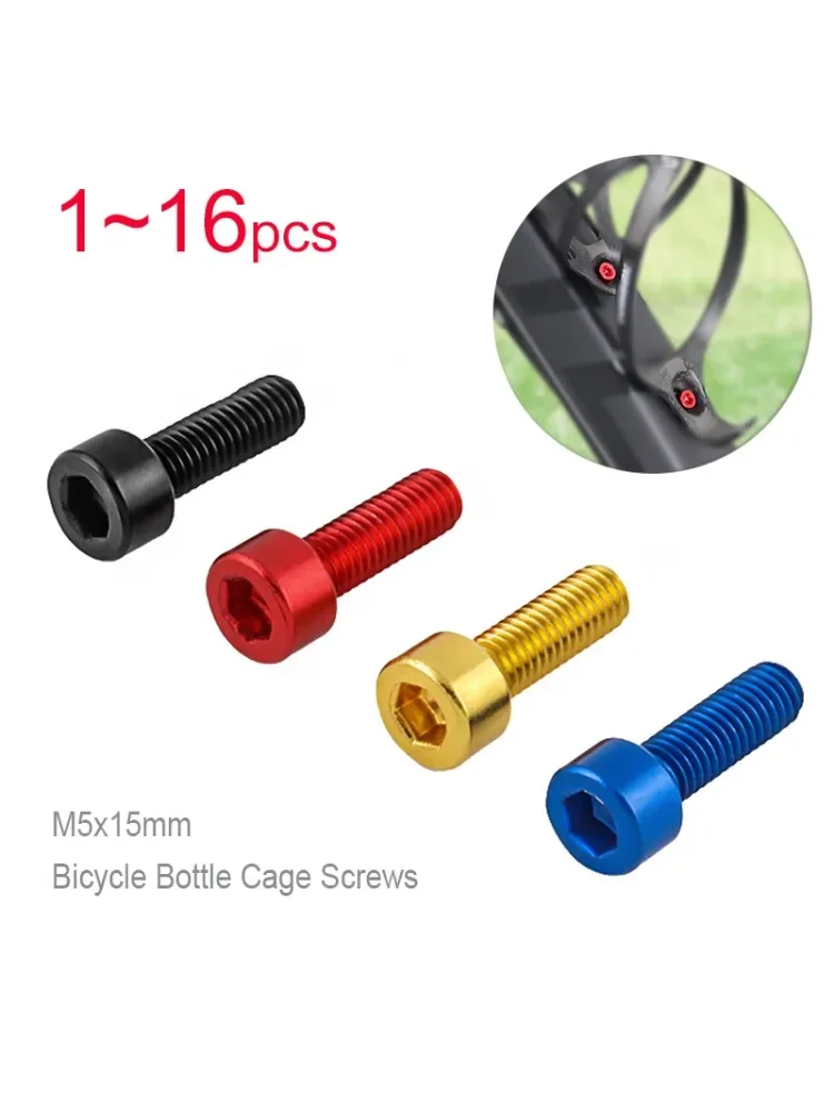 AliExpress 1~16pcs Bicycle Cage Screw M5 x15 Water Bottle Holder Bolts Hex Socket Aluminum Fixing Screw Cycling